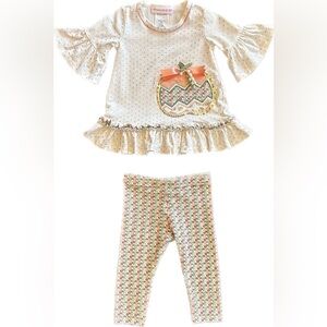 Bonnie Baby fall thanksgiving metallic two piece outfit size 12 months